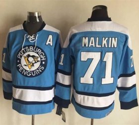 Wholesale Cheap Penguins #71 Evgeni Malkin Blue Alternate CCM Throwback Stitched NHL Jersey