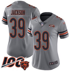 Wholesale Cheap Nike Bears #39 Eddie Jackson Silver Women\'s Stitched NFL Limited Inverted Legend 100th Season Jersey