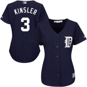 Wholesale Cheap Tigers #3 Ian Kinsler Navy Blue Alternate Women\'s Stitched MLB Jersey