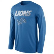 Wholesale Cheap Men's Detroit Lions Nike Blue Legend Staff Practice Long Sleeve Performance T-Shirt