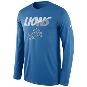Wholesale Cheap Men\'s Detroit Lions Nike Blue Legend Staff Practice Long Sleeve Performance T-Shirt