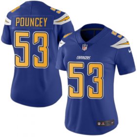 Wholesale Cheap Nike Chargers #53 Mike Pouncey Electric Blue Women\'s Stitched NFL Limited Rush Jersey