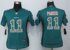 Wholesale Cheap Nike Dolphins #11 DeVante Parker Aqua Green Team Color Women\'s Stitched NFL Elite Strobe Jersey