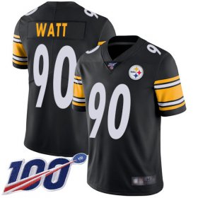 Wholesale Cheap Nike Steelers #90 T. J. Watt Black Team Color Men\'s Stitched NFL 100th Season Vapor Limited Jersey