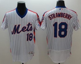 Wholesale Cheap Mets #18 Darryl Strawberry White(Blue Strip) Flexbase Authentic Collection Alternate Stitched MLB Jersey