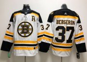 Wholesale Cheap Adidas Bruins #37 Patrice Bergeron White Road Authentic Stitched NHL Jersey
