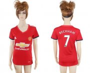 Wholesale Cheap Women's Manchester United #7 Beckham Red Home Soccer Club Jersey