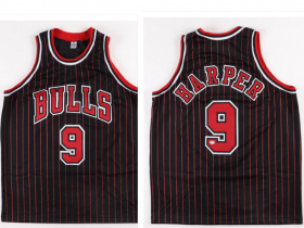 Cheap Men\'s Chicago Bulls #9 Ron Harper Black Pinstriped Jersey