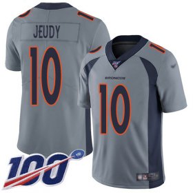 Wholesale Cheap Nike Broncos #10 Jerry Jeudy Gray Men\'s Stitched NFL Limited Inverted Legend 100th Season Jersey