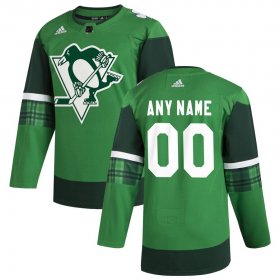 Wholesale Cheap Pittsburgh Penguins Men\'s Adidas 2020 St. Patrick\'s Day Custom Stitched NHL Jersey Green
