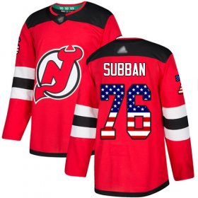 Wholesale Cheap Adidas Devils #76 P.K. Subban Red Home Authentic USA Flag Stitched NHL Jersey