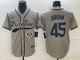 Wholesale Cheap Men\'s Chicago White Sox #45 Michael Jordan Grey Cool Base Stitched Baseball Jersey