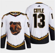 Wholesale Cheap Men's Boston Bruins #13 Charlie Coyle White 2022-23 Reverse Retro Stitched Jersey