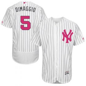 Wholesale Cheap Yankees #5 Joe DiMaggio White Strip Flexbase Authentic Collection Mother\'s Day Stitched MLB Jersey