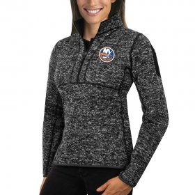 Wholesale Cheap New York Islanders Antigua Women\'s Fortune 1/2-Zip Pullover Sweater Charcoal