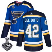 Wholesale Cheap Adidas Blues #42 Michael Del Zotto Blue Home Authentic 2019 Stanley Cup Final Stitched NHL Jersey