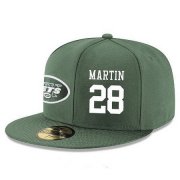 Wholesale Cheap New York Jets #28 Curtis Martin Snapback Cap NFL Player Green with White Number Stitched Hat