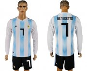 Wholesale Cheap Argentina #7 Benedetto Home Long Sleeves Soccer Country Jersey