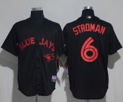 Wholesale Cheap Blue Jays #6 Marcus Stroman Black Strip Stitched MLB Jersey