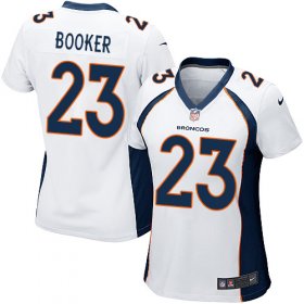 Wholesale Cheap Nike Broncos #23 Devontae Booker White Women\'s Stitched NFL New Elite Jersey
