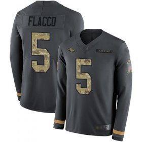 Wholesale Cheap Nike Broncos #5 Joe Flacco Anthracite Salute to Service Youth Stitched NFL Limited Therma Long Sleeve Jersey