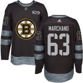 Wholesale Cheap Adidas Bruins #63 Brad Marchand Black 1917-2017 100th Anniversary Stitched NHL Jersey