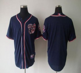 Wholesale Cheap Nationals Blank Navy Blue Cool Base Stitched MLB Jersey