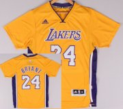 Wholesale Cheap Los Angeles Lakers #24 Kobe Bryant Revolution 30 Swingman 2014 New Yellow Short-Sleeved Jersey