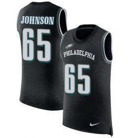 Wholesale Cheap Nike Eagles #65 Lane Johnson Black Alternate Men\'s Stitched NFL Limited Rush Tank Top Jersey
