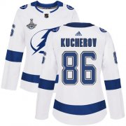 Cheap Adidas Lightning #86 Nikita Kucherov White Road Authentic Women's 2020 Stanley Cup Champions Stitched NHL Jersey