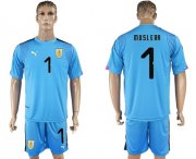 Wholesale Cheap Uruguay #1 Muslera Blue Goalkeeper Soccer Country Jersey