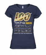 Wholesale Cheap Green Bay Packers 100 Seasons Memories Women's T-Shirt Navy