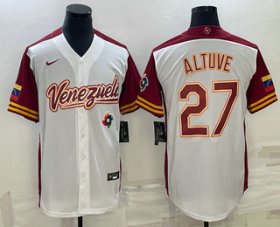 Cheap Men\'s Venezuela Baseball #27 Jose Altuve 2023 White World Baseball Classic Stitched Jersey