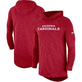 Wholesale Cheap Men\'s Arizona Cardinals Nike Cardinal Sideline Slub Performance Hooded Long Sleeve T-Shirt