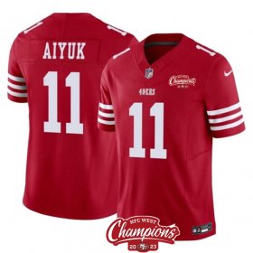 Cheap Men\'s San Francisco 49ers #11 Brandon Aiyuk Red 2023 F.U.S.E. NFC West Champions Patch Football Stitched Jersey