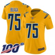 Wholesale Cheap Nike Chargers #75 Bryan Bulaga Gold Women's Stitched NFL Limited Inverted Legend 100th Season Jersey