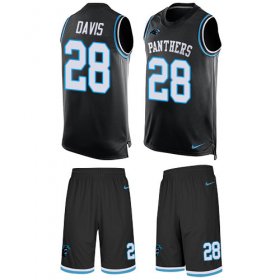 Wholesale Cheap Nike Panthers #28 Mike Davis Black Team Color Men\'s Stitched NFL Limited Tank Top Suit Jersey