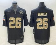 Cheap Men's Philadelphia Eagles #26 Saquon Barkley Black Camo 2020 Salute To Service Stitched NFL Nike Limited Jersey