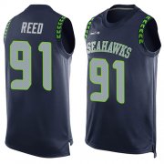 Wholesale Cheap Nike Seahawks #91 Jarran Reed Steel Blue Team Color Men's Stitched NFL Limited Tank Top Jersey