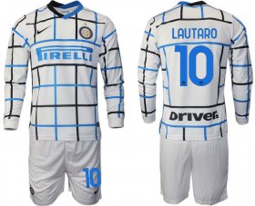Wholesale Cheap Men 2020-2021 club Inter milan away long sleeve 10 white Soccer Jerseys