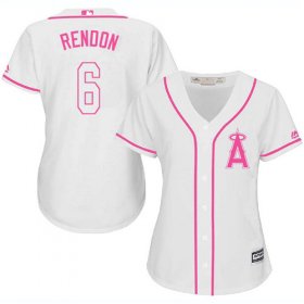 Wholesale Cheap Angels #6 Anthony Rendon White/Pink Fashion Women\'s Stitched MLB Jersey