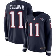 Wholesale Cheap Nike Patriots #11 Julian Edelman Navy Blue Team Color Women's Stitched NFL Limited Therma Long Sleeve Jersey
