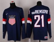 Wholesale Cheap 2014 Olympic Team USA #21 James van Riemsdyk Navy Blue Stitched NHL Jersey