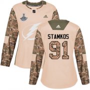 Cheap Adidas Lightning #91 Steven Stamkos Camo Authentic 2017 Veterans Day Women's 2020 Stanley Cup Champions Stitched NHL Jersey