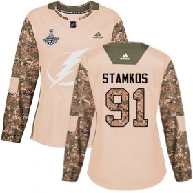 Cheap Adidas Lightning #91 Steven Stamkos Camo Authentic 2017 Veterans Day Women\'s 2020 Stanley Cup Champions Stitched NHL Jersey