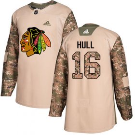 Wholesale Cheap Adidas Blackhawks #16 Bobby Hull Camo Authentic 2017 Veterans Day Stitched NHL Jersey
