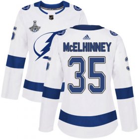 Cheap Adidas Lightning #35 Curtis McElhinney White Road Authentic Women\'s 2020 Stanley Cup Champions Stitched NHL Jersey