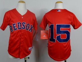 Wholesale Cheap Red Sox #15 Dustin Pedroia Red Cool Base Stitched Youth MLB Jersey