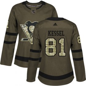 Wholesale Cheap Adidas Penguins #81 Phil Kessel Green Salute to Service Women\'s Stitched NHL Jersey
