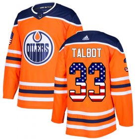 Wholesale Cheap Adidas Oilers #33 Cam Talbot Orange Home Authentic USA Flag Stitched Youth NHL Jersey